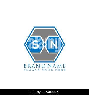 SN Unique modern flat abstract geometric initials vector letter logo design. SN monogram logo. Stock Vector