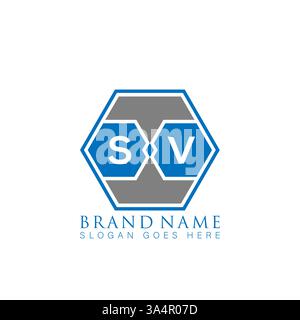 SV Unique modern flat abstract geometric initials vector letter logo design. SV monogram logo. Stock Vector