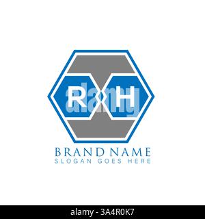 RH Unique modern flat abstract geometric initials vector letter logo design. RH monogram logo. Stock Vector