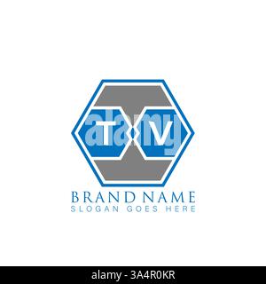 TV Unique modern flat abstract geometric initials vector letter logo design. TV monogram logo. Stock Vector