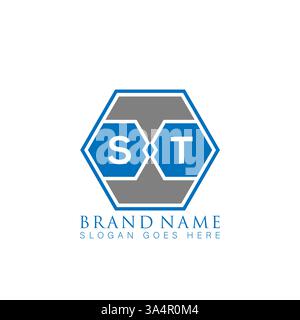 ST Unique modern flat abstract geometric initials vector letter logo design. ST monogram logo. Stock Vector