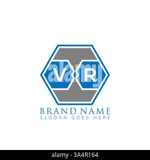 VR Unique modern flat abstract geometric initials vector letter logo design. VR monogram logo. Stock Vector