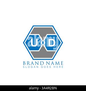 UD Unique modern flat abstract geometric initials vector letter logo design. UD monogram logo. Stock Vector