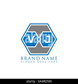 VJ Unique modern flat abstract geometric initials vector letter logo design. VJ monogram logo. Stock Vector