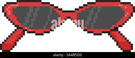 Pixel art sunglasses icon in 8 bit style. Retro 80s,90s video game graphics Stock Vector