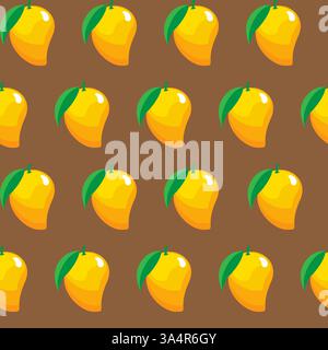 mango fruit contour abstract seamless pattern on brown background for wallpaper, pattern, web, blog, surface, textures, graphic & printing Stock Vector