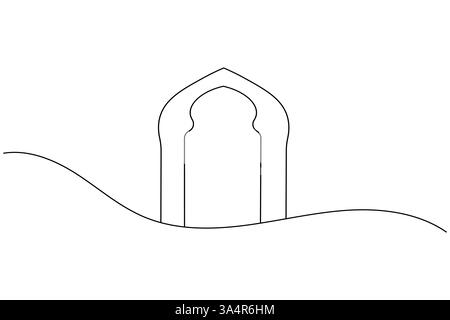Islamic window icon Continuous one line drawing simple outline silhouette vector illustration Stock Vector