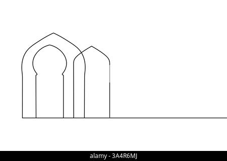 Islamic window icon Continuous one line drawing simple outline silhouette vector illustration Stock Vector