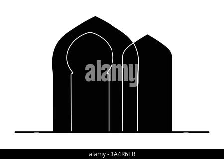 Islamic window icon Continuous one line drawing simple outline silhouette vector illustration Stock Vector