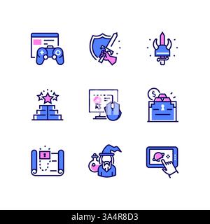 Game components - line design style icons set Stock Vector