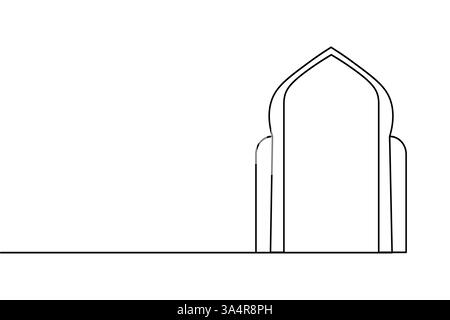 Islamic window icon Continuous one line drawing simple outline ...