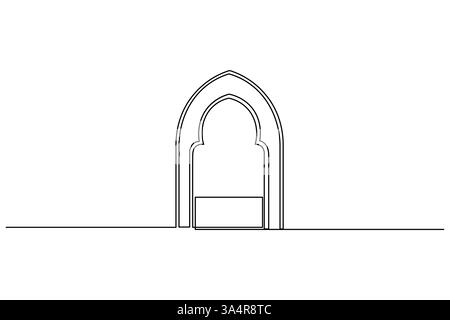 Islamic window icon Continuous one line drawing simple outline ...