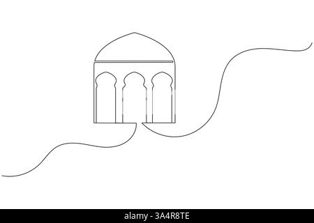 Islamic window icon Continuous one line drawing simple outline silhouette vector illustration Stock Vector