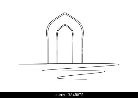Islamic window icon Continuous one line drawing simple outline ...