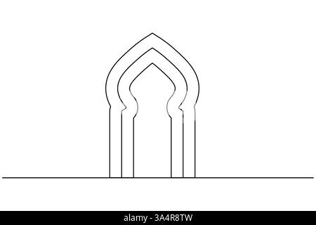 Islamic window icon Continuous one line drawing simple outline ...