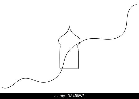 Islamic window icon Continuous one line drawing simple outline silhouette vector illustration Stock Vector