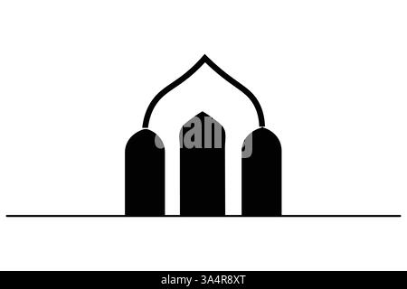 Islamic window icon Continuous one line drawing simple outline ...