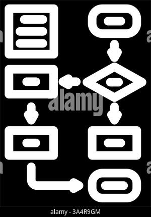 algorithm flowchart ai integration glyph icon vector illustration Stock Vector