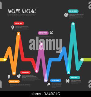 Infochart showcases a colorful timeline template with a wave-like design. It features multiple sections marked by colored points for organizing inform Stock Vector