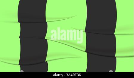 Striped fabric set icon. A green and black striped textile with smooth folds and waves, creating a dynamic and textured appearance. Perfect for backgr Stock Vector
