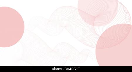 A light beige abstract background with soft pink circles and subtle gradients, creating a minimalist and serene design. A faint, winding tube-like sha Stock Vector