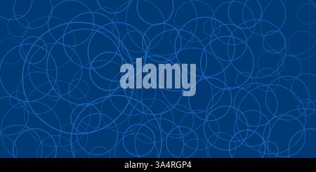 A deep blue background features overlapping light blue circles, forming a dynamic and modern abstract pattern. The contrast and simple geometric desig Stock Vector