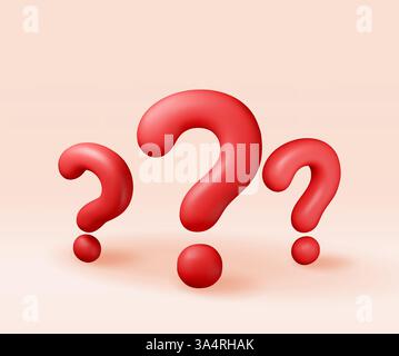 3D red question mark isolated Stock Vector