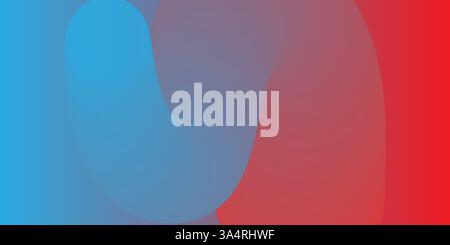 Minimalist abstract background with large overlapping red and blue curvy, swirly shapes. Modern geometric design with soft gradient effect, perfect fo Stock Vector