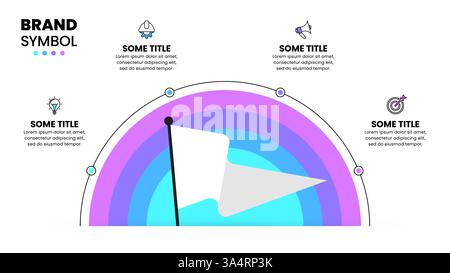 Infographic template with icons and 4 options or steps. White flag. Can be used for workflow layout, diagram, banner, webdesign. Vector illustration Stock Vector