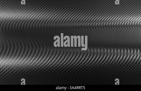 Wavy carbon fiber texture 3d modern background Stock Photo