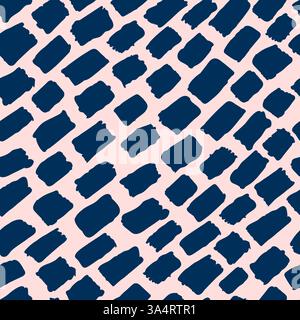 Abstract watercolor vector seamless pattern. Blue blots on light pink background fashion textile print. Art ink grunge texture. Trendy fabric wrapping Stock Vector