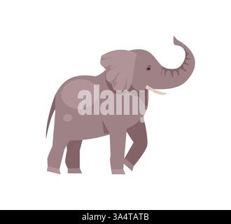 Cartoon elephant isolated on white background. Vector illustration Stock Vector