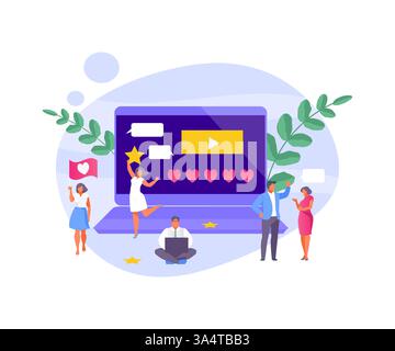 People discussing services and giving reviews. Vector illustration Stock Vector