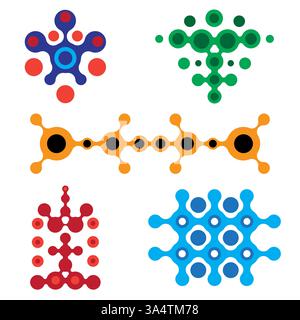 Vector Metaball Connect Dot Set. Molecule chain. Circle Shapes. Abstract Geometric Dots. Morphing Blob for Pattern, Sticker, Badge, Poster, Web Design Stock Vector