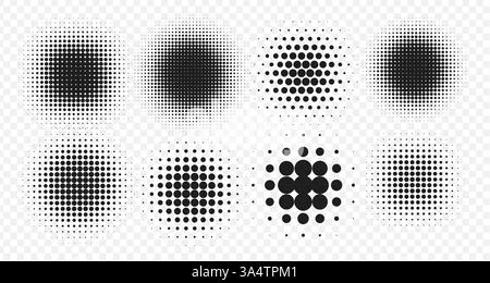 Halftone dot shadows. Retro vintage pixelated design elements for comic speech posters, backgrounds, prints, digital templates. Vector illustration Stock Vector