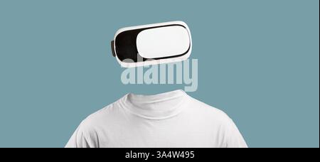 Immersive virtual reality experience with modern technology and gadgets Stock Photo