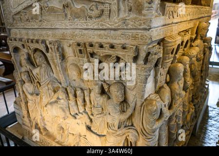 Sarcophagus of Stilicho inside Basilica of Sant'Ambrogio church – Milan, Italy – 03 March 2025 Stock Photo