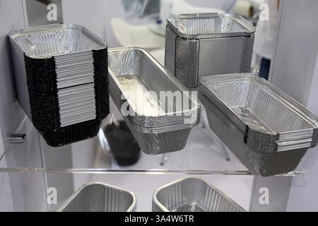 A lot of food aluminum containers. Industry Stock Photo