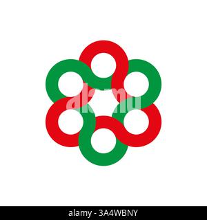 Interwoven rings icon. Abstract circular pattern. Geometric infinity shape. Vector ornament. Stock Vector