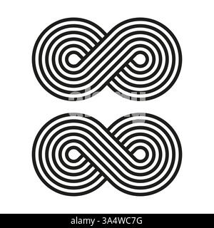 Infinity line symbol. Interwoven loop design. Geometric minimal pattern. Continuous motion concept. Stock Vector