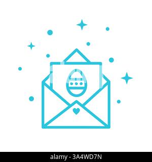 Invitation, Easter Surprise icon, Isolated on white background. From blue icon set. Stock Vector