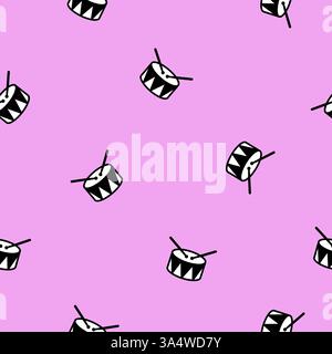 Drum seamless pattern background texture Stock Vector