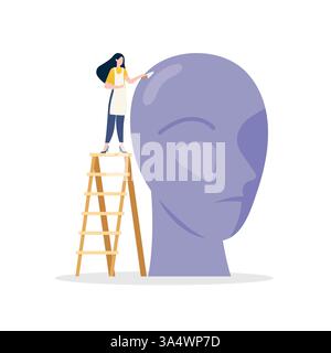 Art class scene with miniature people. Art school subject. Vector illustration Stock Vector