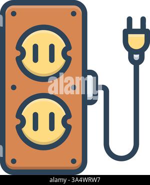 Icon for socket, extension board Stock Vector