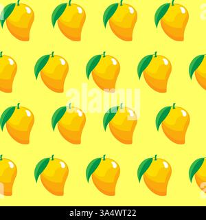 mango fruit contour abstract seamless pattern on light yellow background for wallpaper, pattern, web, blog, surface, textures, graphic & printing Stock Vector