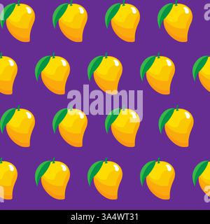 mango fruit contour abstract seamless pattern on purple background for wallpaper, pattern, web, blog, surface, textures, graphic & printing Stock Vector