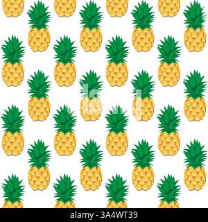 Pineapple fruit contour abstract seamless pattern on white background for wallpaper, pattern, web, blog, surface, textures, graphic & printing Stock Vector