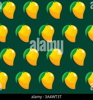 mango fruit contour abstract seamless pattern on bottle green background for wallpaper, pattern, web, blog, surface, textures, graphic & printing Stock Vector