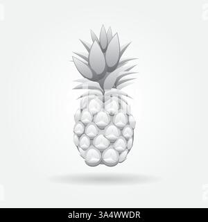 3d grey Pineapples fruit contour abstract seamless pattern on grey background wallpaper Stock Vector