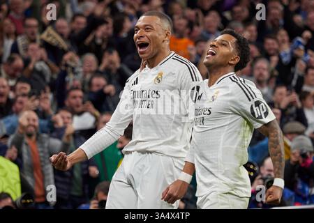 Kylian MBAPPE of Real Madrid celebrate his goal with teammates during ...